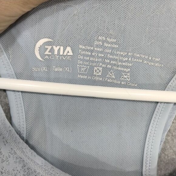 Zyia Active Tank Top Womens XL Light Blue Bra Racerback Stretch Layered 2-in-1 - Picture 7 of 12